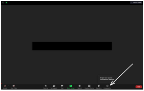 Zoom interpretation language selection menu